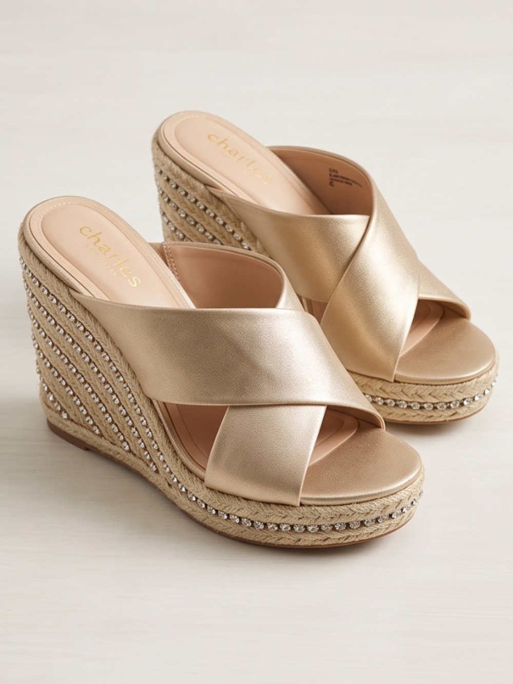 Gold Charles David Wedge Heels